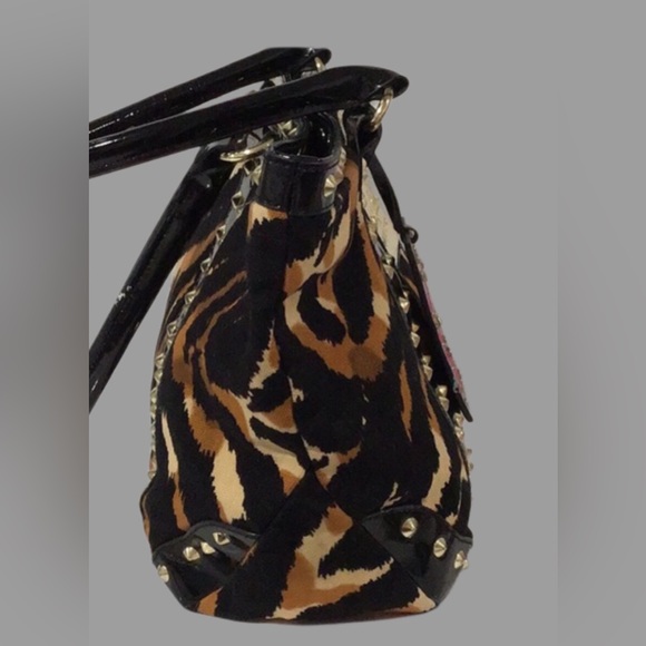 Betseyville by Betsey Johnson Tiger Print Tote with Studs, Black/Brown - Picture 5 of 12